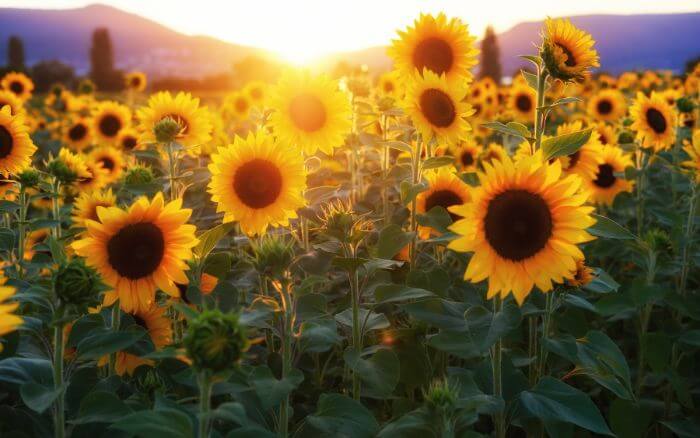 Como-podar-girassol Girassóis-em-plantação-virados-em-direções-diferentes-realizando-o-movimento-de-heliotropismo